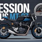Moto MT-07 gros plan pneus manomètre pression pneu mt07