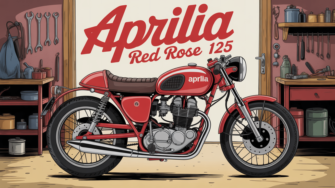 aprilia red rose 125 illustration moto custom vintage