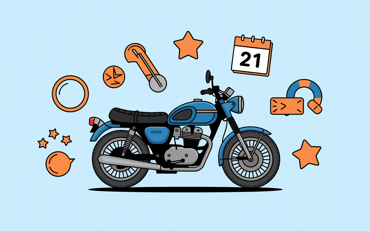 pictogrammes argus d une moto sur support exposition