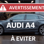 Audi A4 modèle à éviter stationnée devant atelier