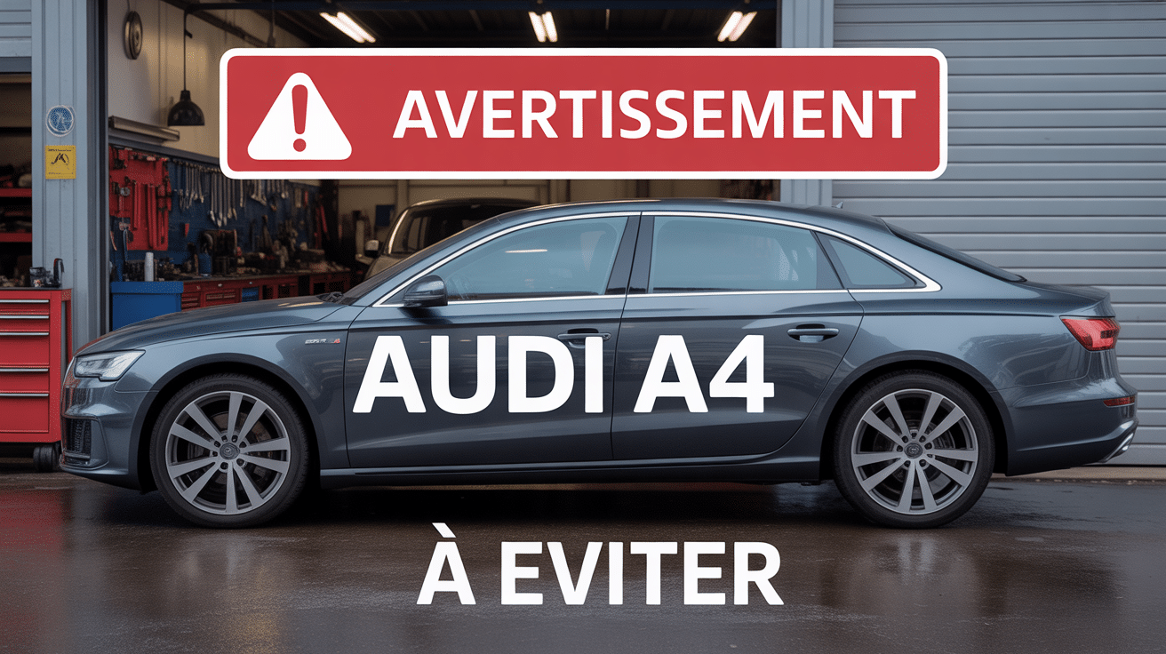 Audi A4 modèle à éviter stationnée devant atelier