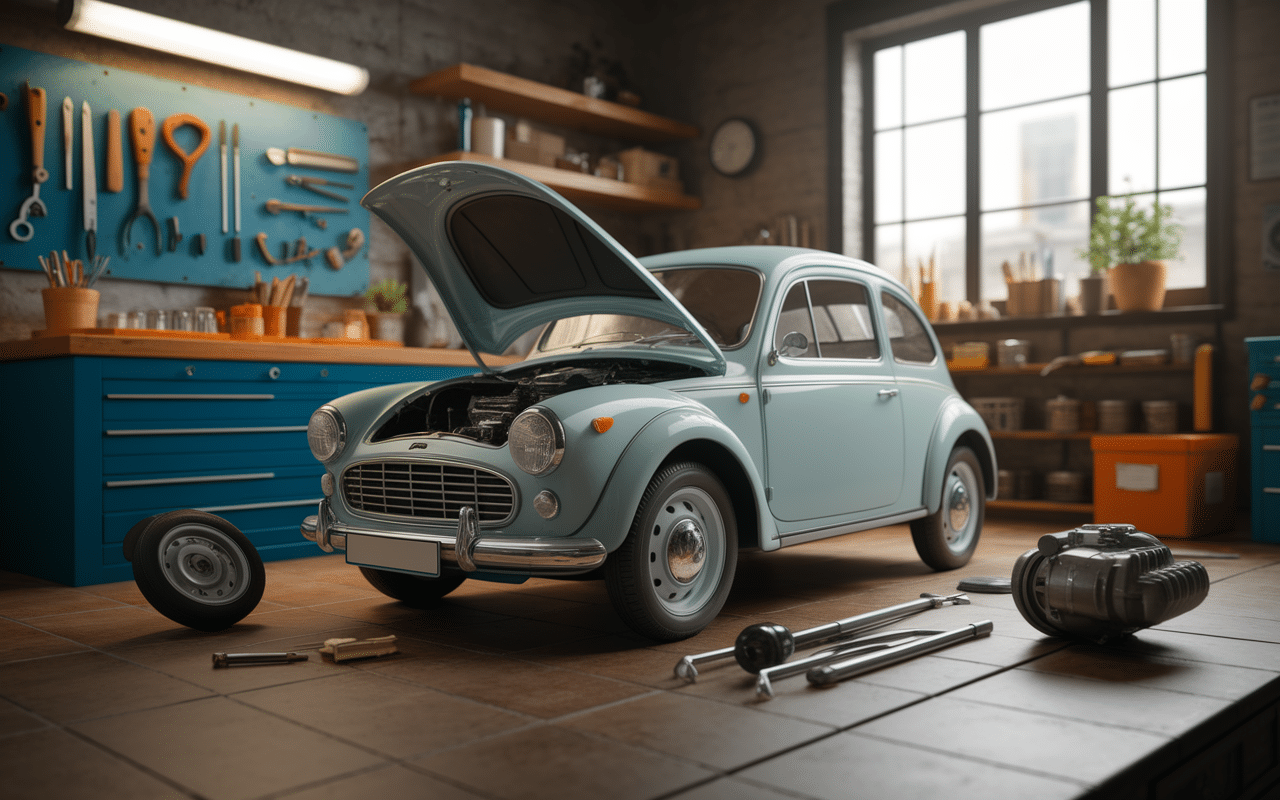 auto mini moke atelier restauration garage retro