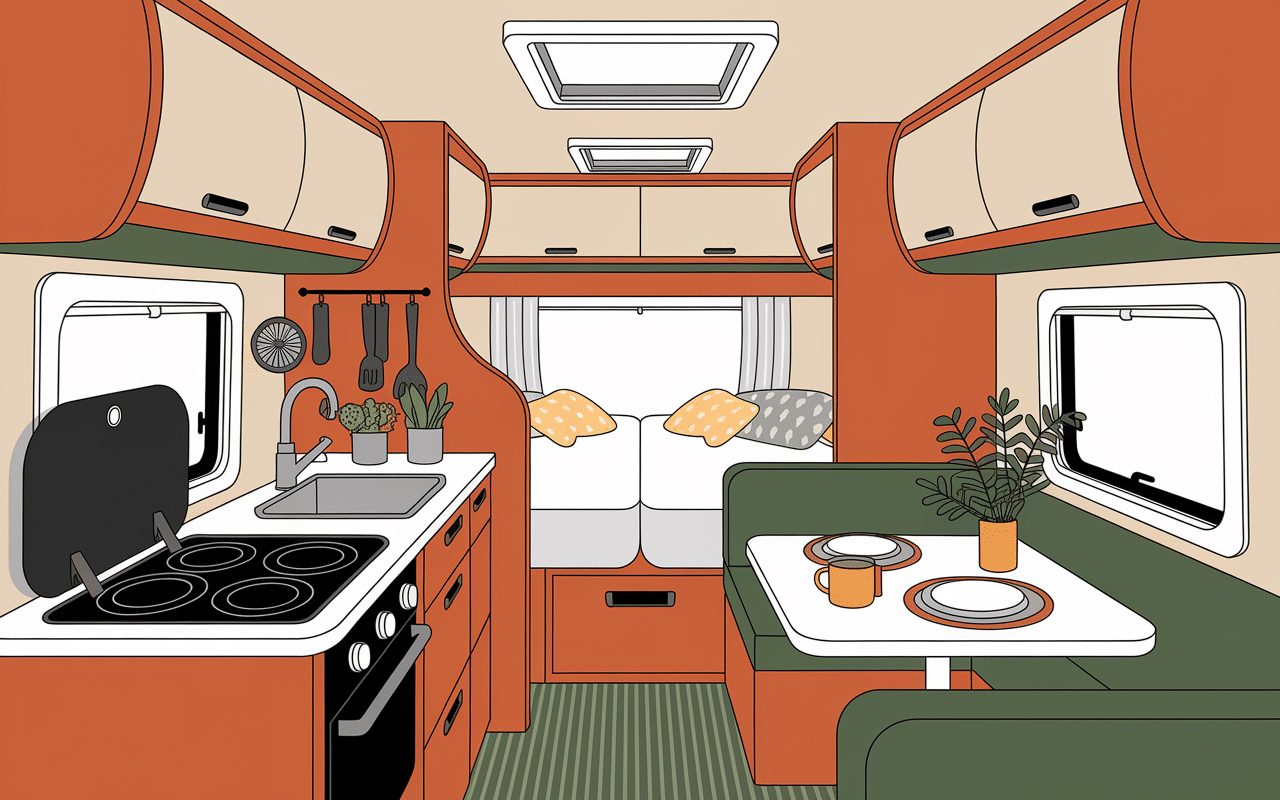 Vue aménagement intérieur camping-car Dacia 2025 prix