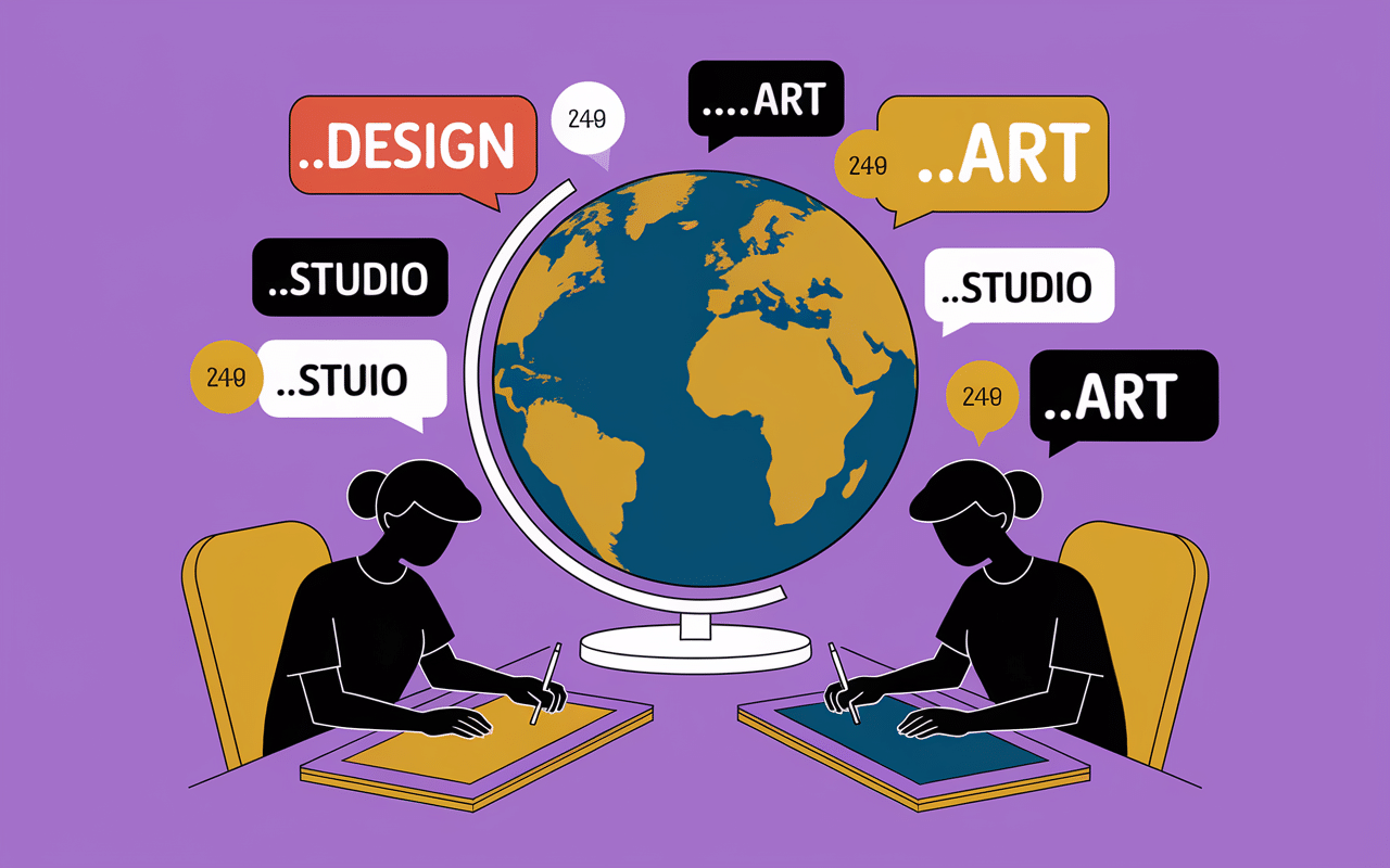 Globe stylisé TLD designs badges numériques