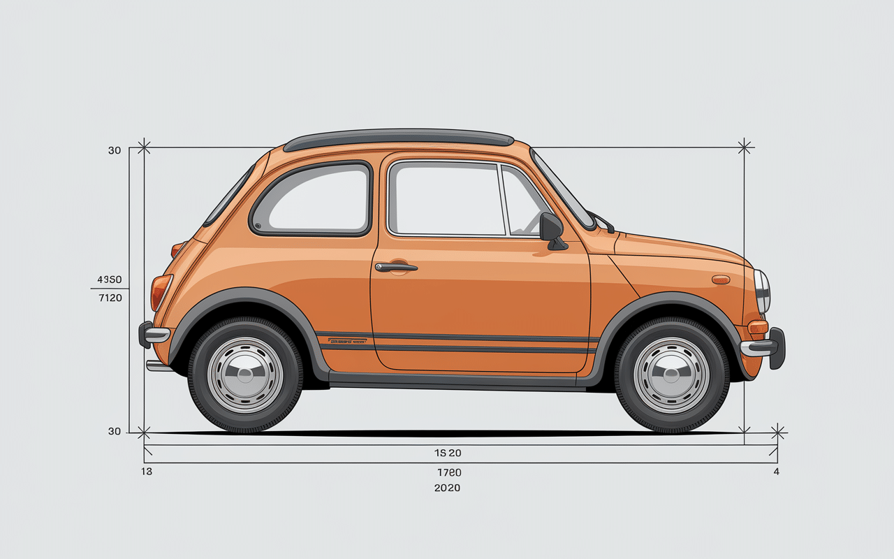 schéma technique dimension fiat 500 profil mesures