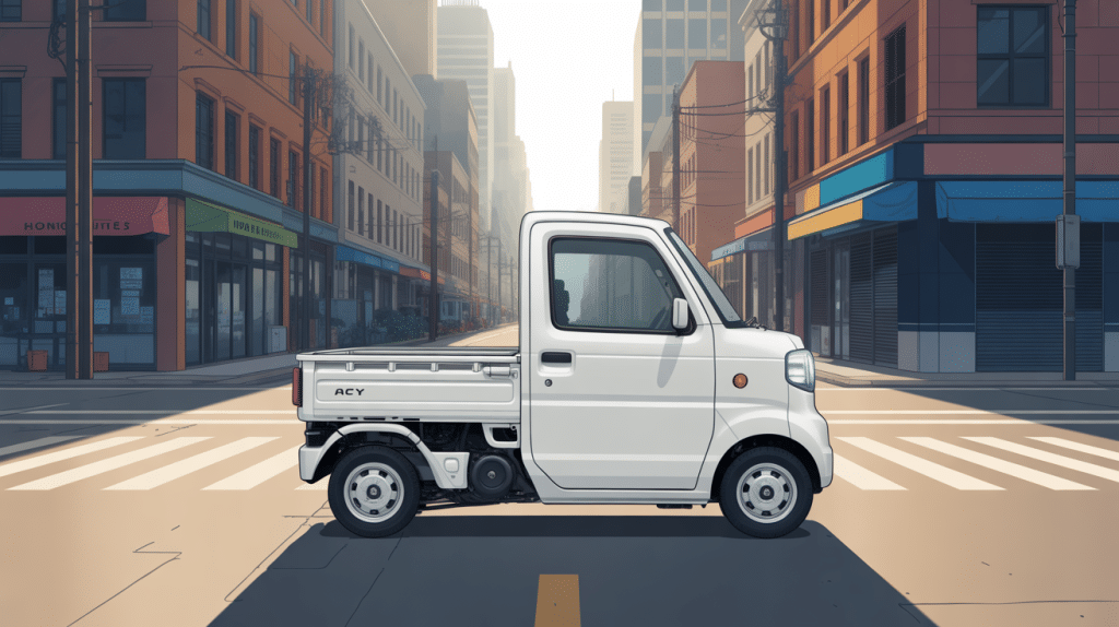 honda acty utilitaire compact blanc stationne rue urbaine