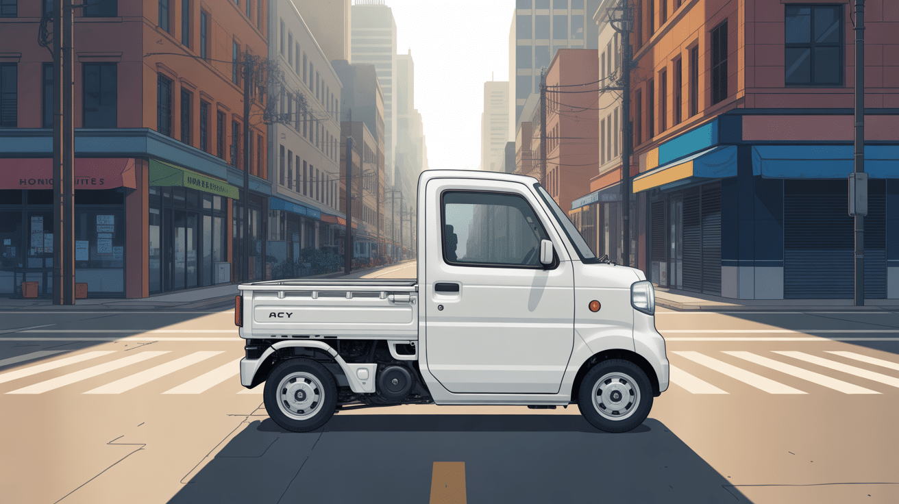 honda acty utilitaire compact blanc stationne rue urbaine