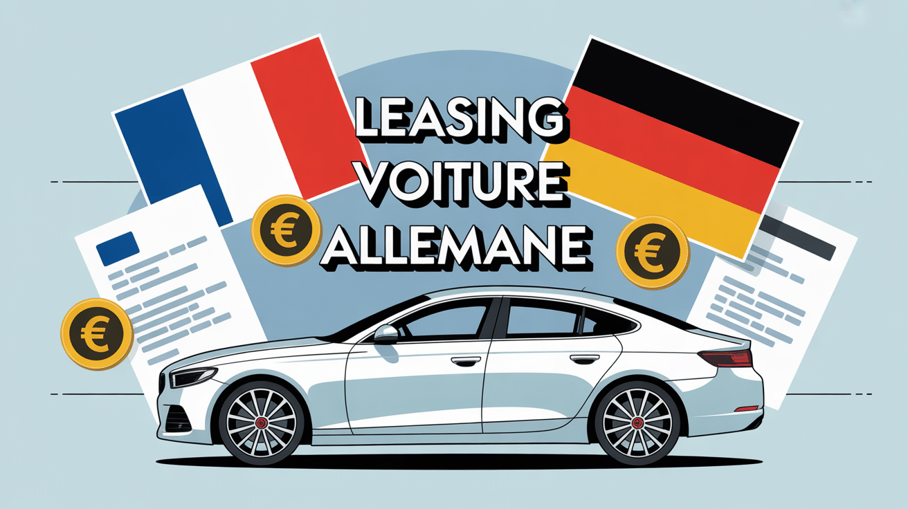Illustration stylisée leasing voiture Allemagne drapeaux euros