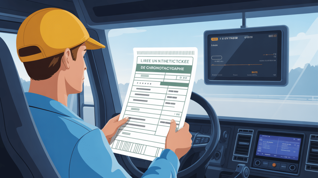 Lire un ticket chronotachygraphe illustration conducteur