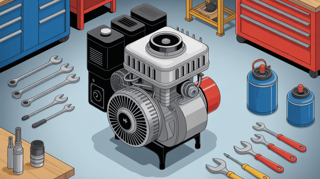 Moteur Loncin avis moderne illustration atelier mécanique