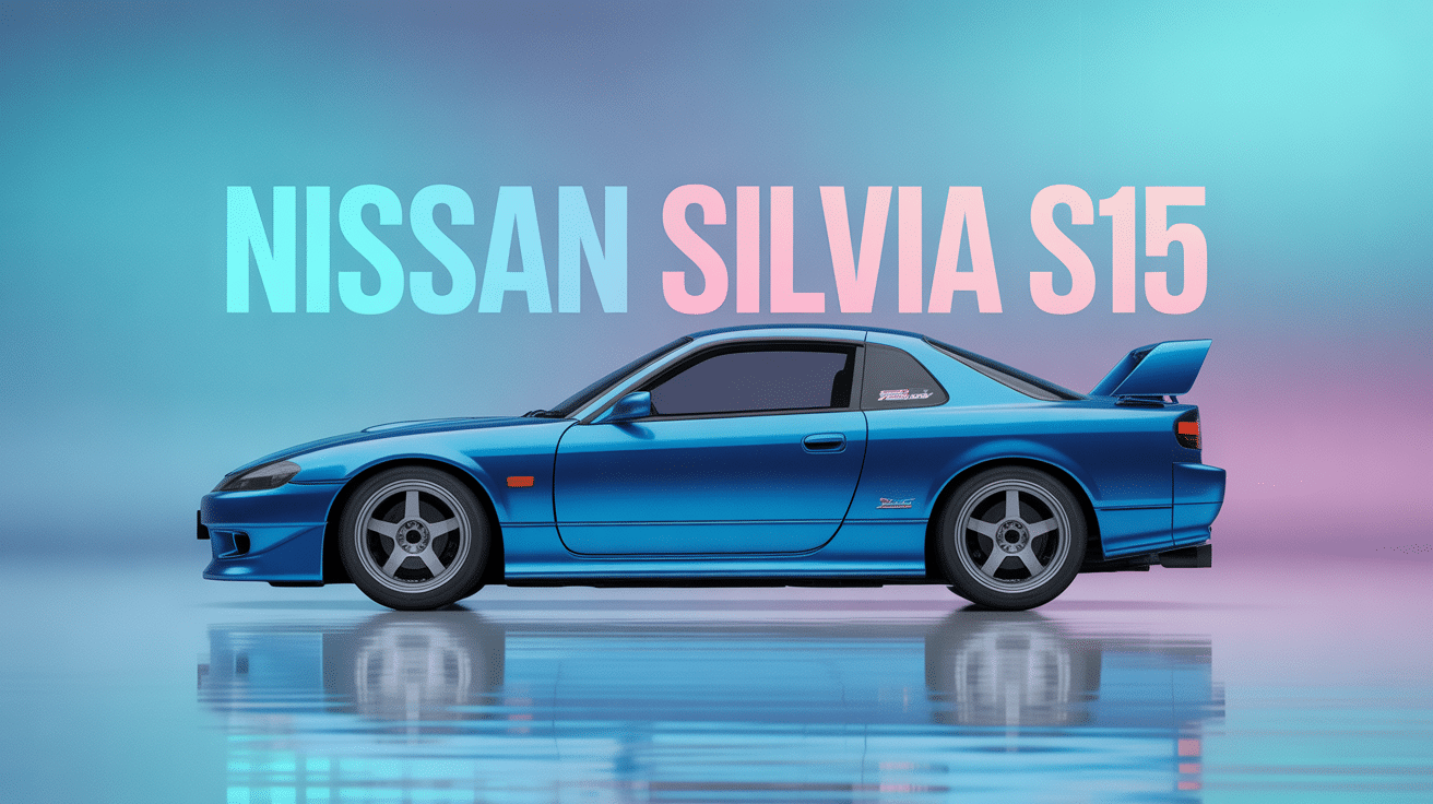 nissan silvia s15 bleue vue artistique châssis bas phares en amande