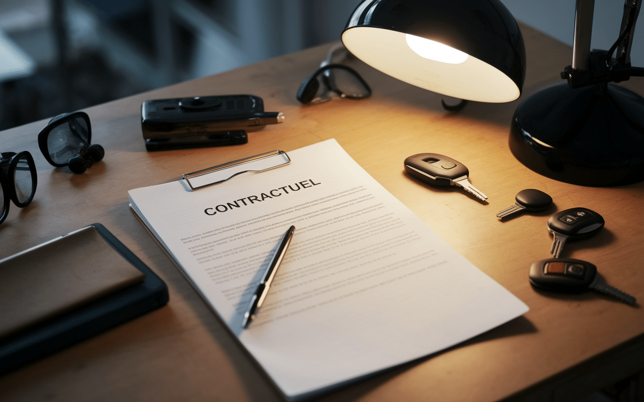 Contrat ordre de réparation vierge sur bureau atelier