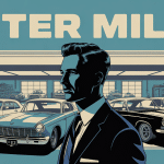 portrait peter miles pilote devant voitures de course vintage