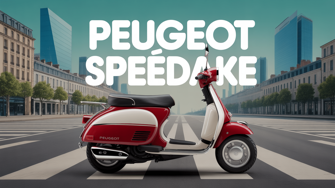 peugeot speedake rouge blanc vintage en ville