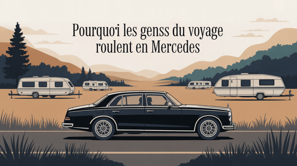 pourquoi les gens du voyage roulent en mercedes illustration luxe route campagne caravane