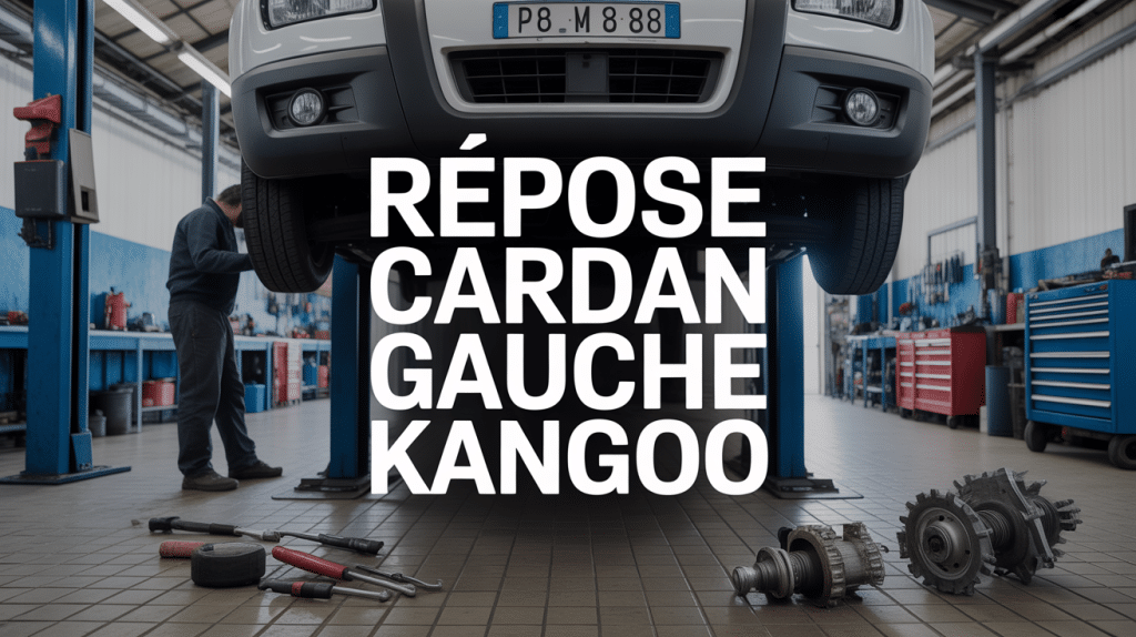 repose cardan gauche kangoo véhicule sur chandelles en atelier