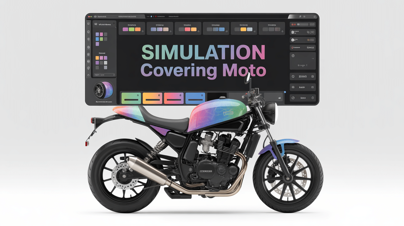 simulation covering moto sur écran et moto personnalisée