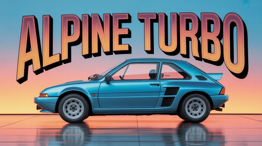 turbo r5 alpine turbo voiture sportive bleue années 80 rétro