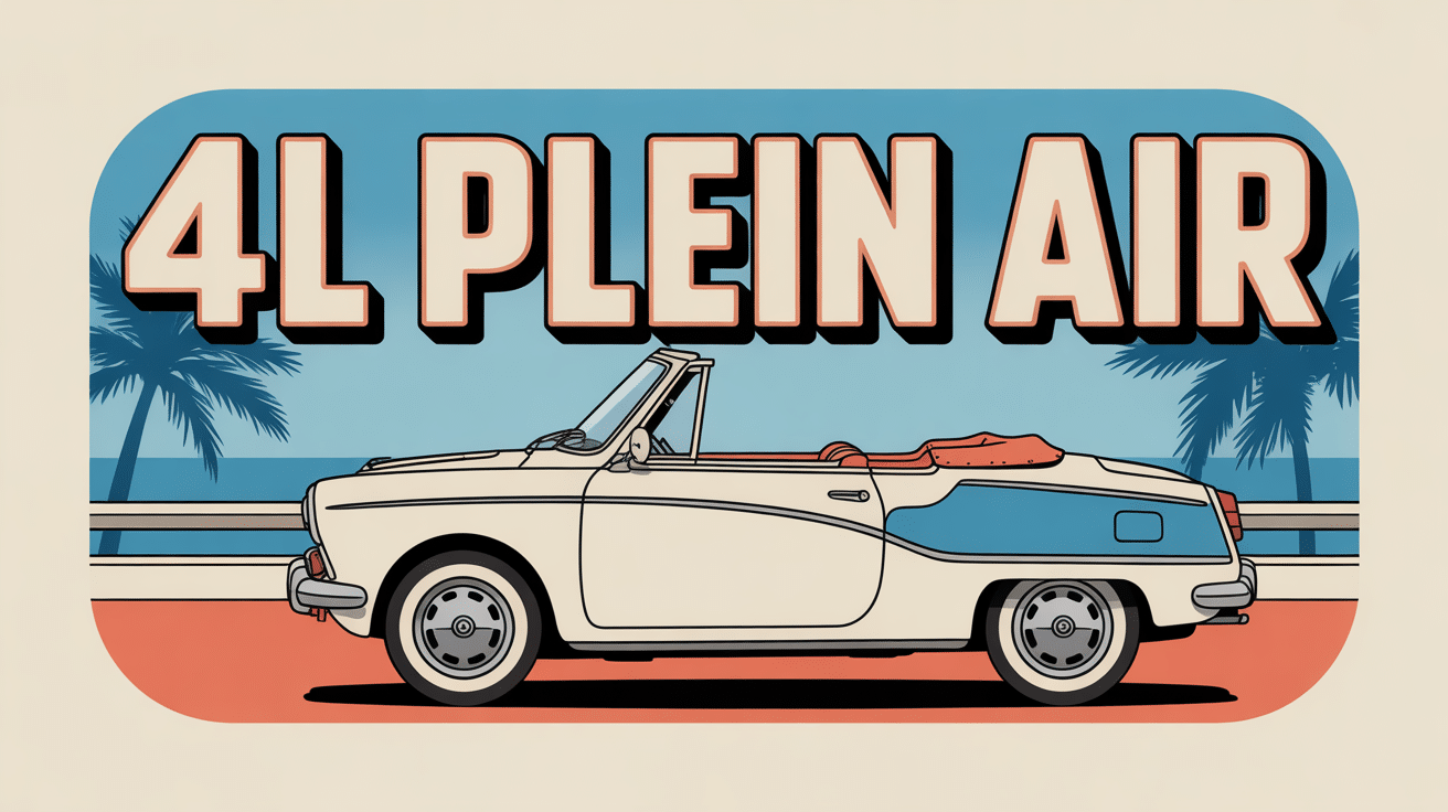 4l plein air cabriolet vintage blanche sur route côtière