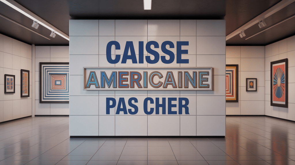 Caisse américaine pas cher blanche exposant une œuvre d'art moderne