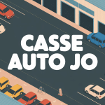 casse auto jo vue aérienne avec véhicules grues bâtiments