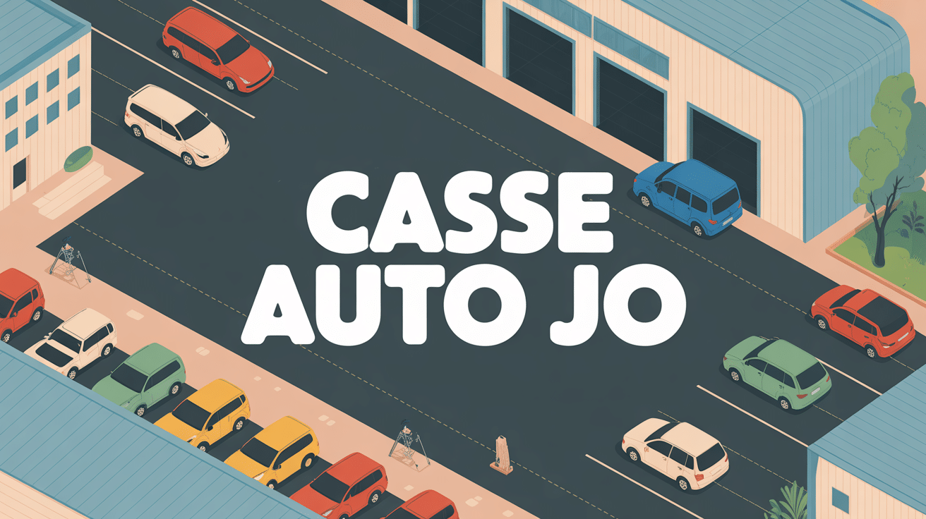 casse auto jo vue aérienne avec véhicules grues bâtiments