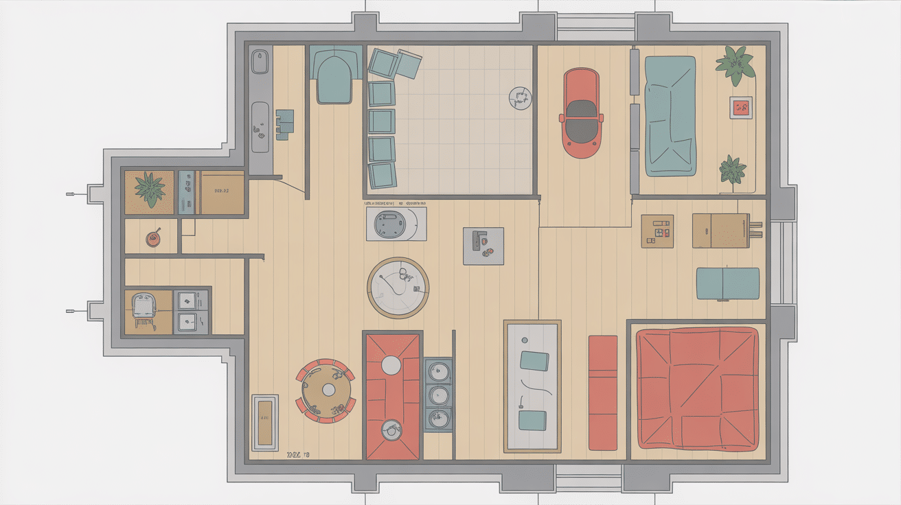 Plan appartement circuit espace plus disposition optimisée