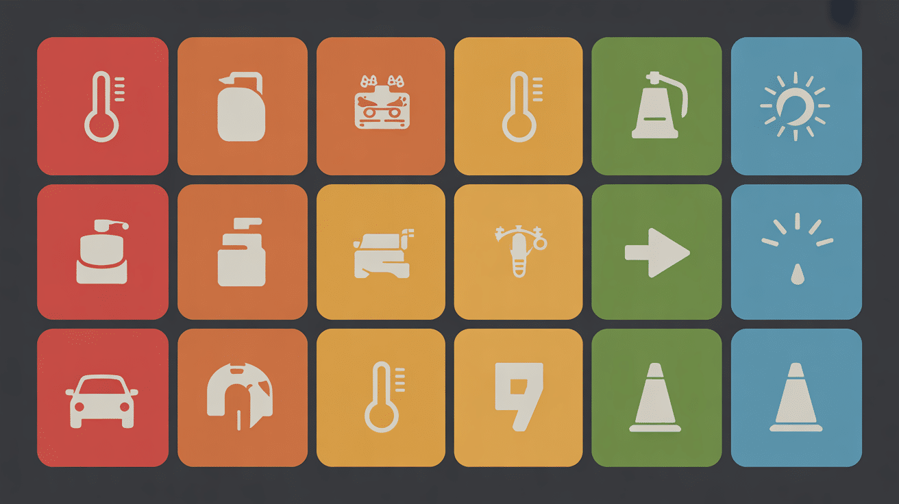 Pictogrammes liste voyant Peugeot 206 code couleur