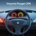 Tableau de bord avec voyant Peugeot 206 lumineux