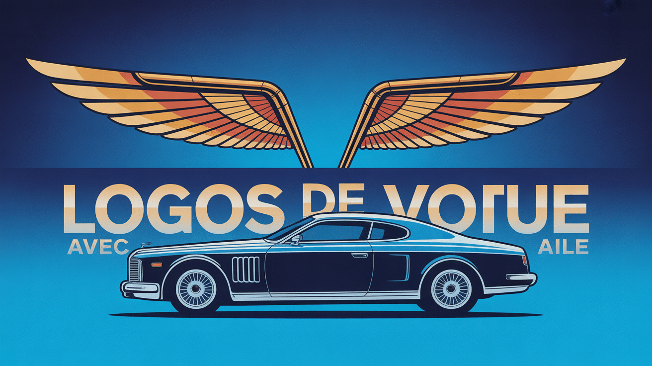 Logo voiture ailes sur voiture de luxe dorée
