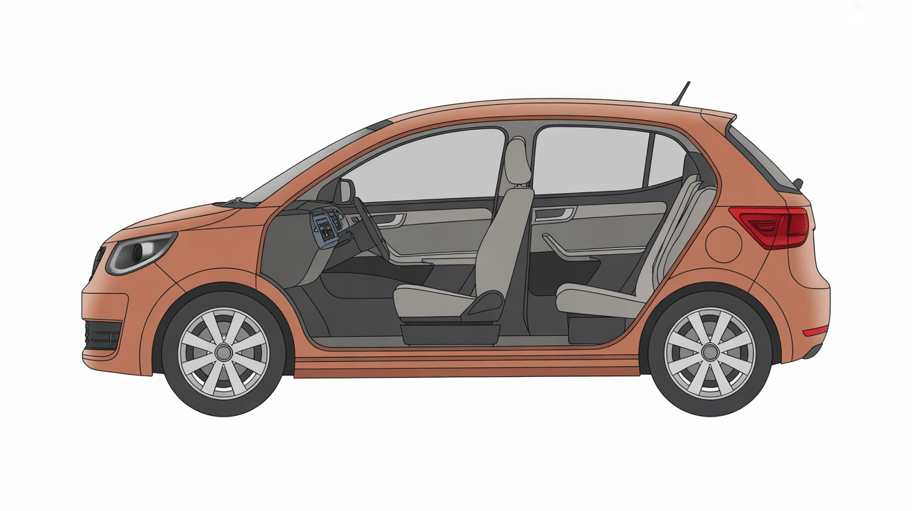 vue technique habitacle et coffre peugeot 206 saloon