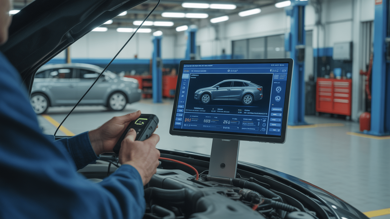 Diagnostic voyant service 208 par mécanicien garage