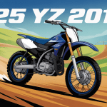 125 yz 2011 en action sur piste, moto bleu blanche jaune