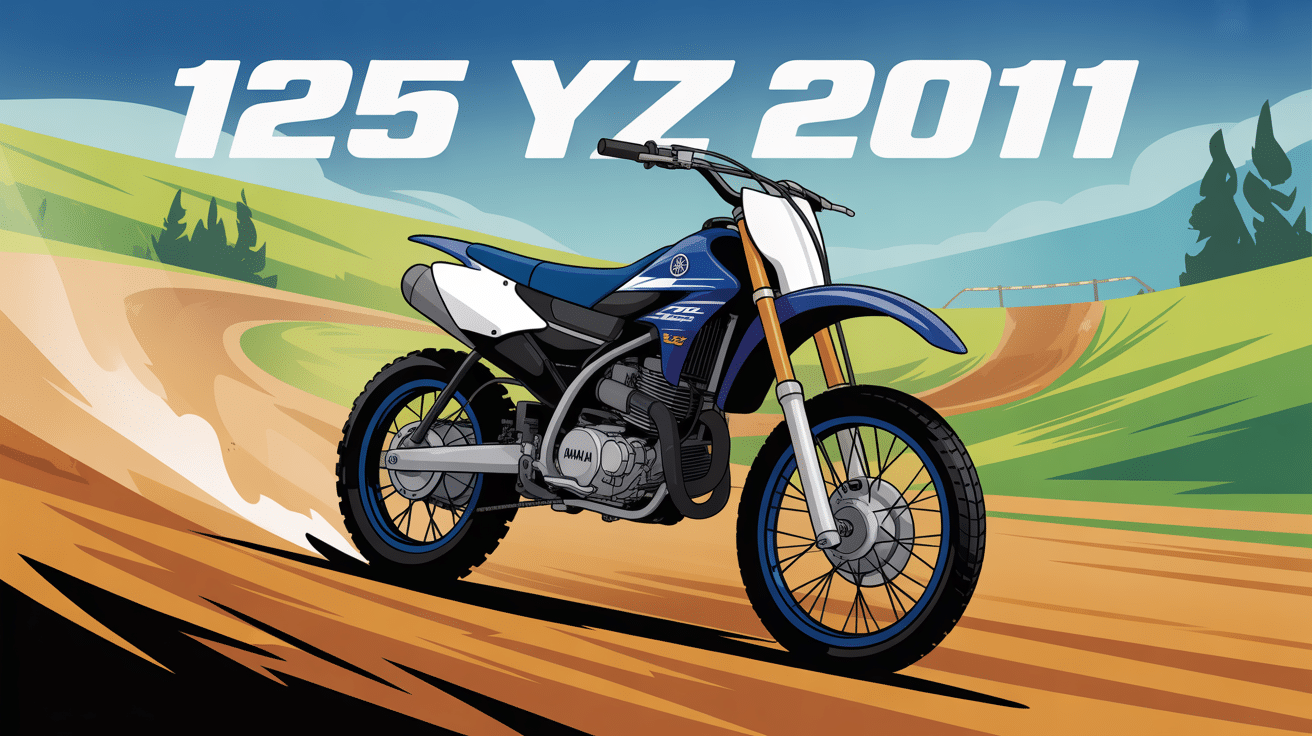 125 yz 2011 en action sur piste, moto bleu blanche jaune