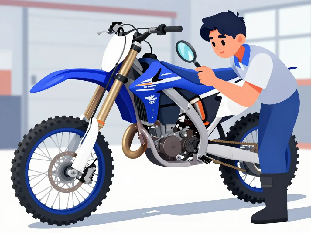 Inspection visuelle 125 yz 2011 en garage, vérification moteur et cadre