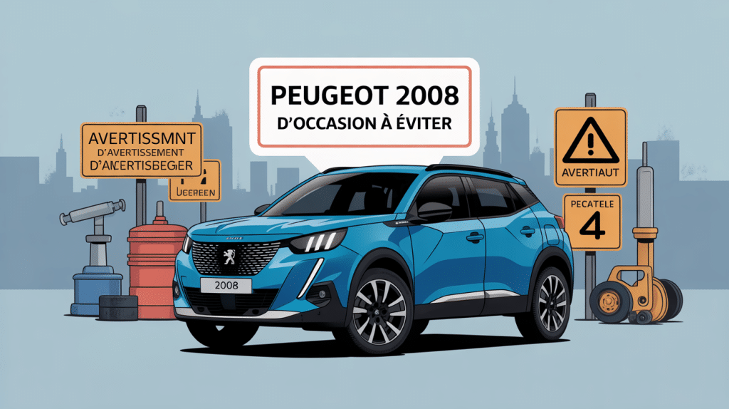 Peugeot 2008 modèle à éviter devant panneaux avertissement