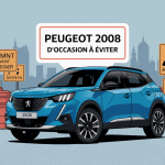 Peugeot 2008 modèle à éviter devant panneaux avertissement