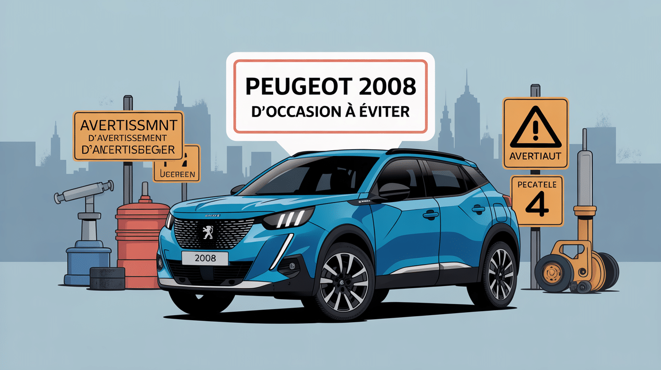 Peugeot 2008 modèle à éviter devant panneaux avertissement