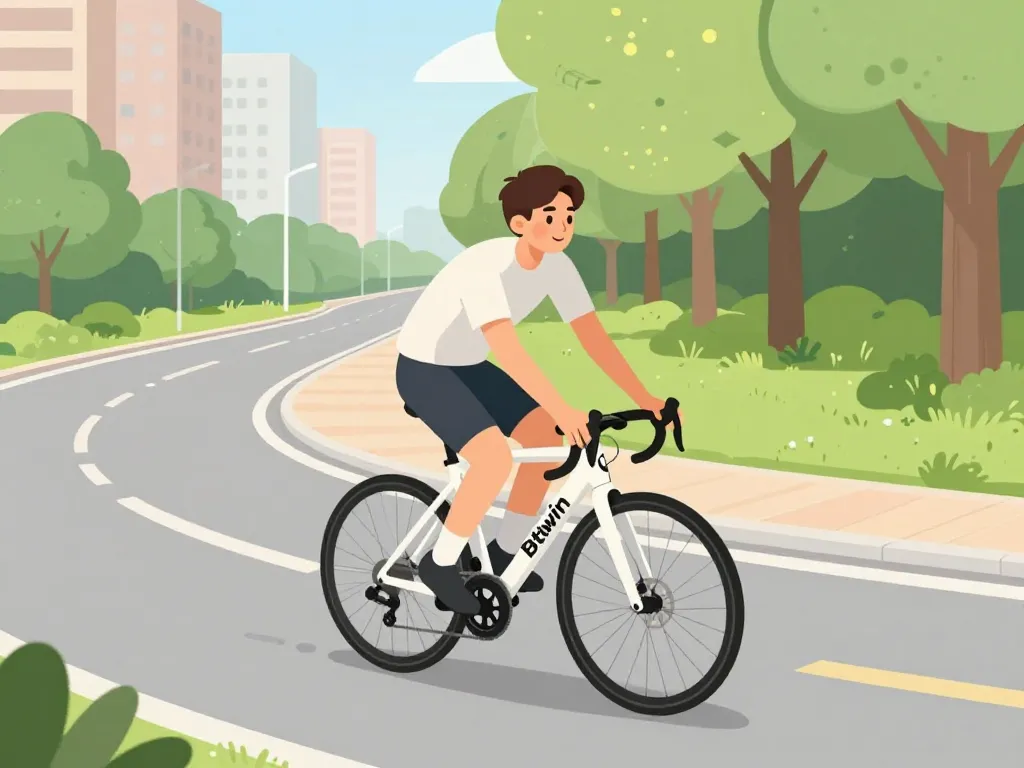 btwin riverside 120 position confort sur route et chemin