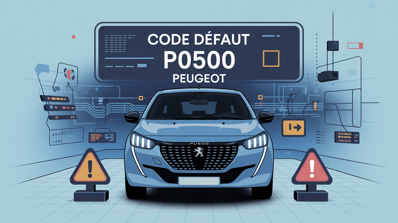 Illustration du code défaut p0500 peugeot sur véhicule
