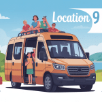 Location 9 places Leclerc minibus illustration moderne