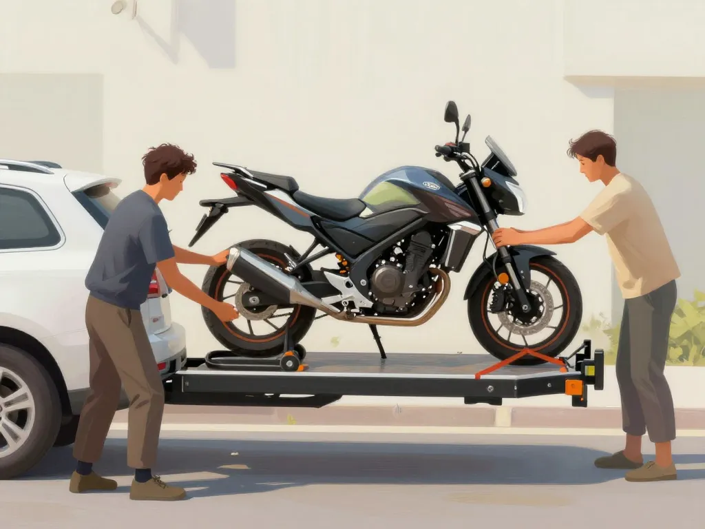installation et sanglage porte moto attelage sur voiture