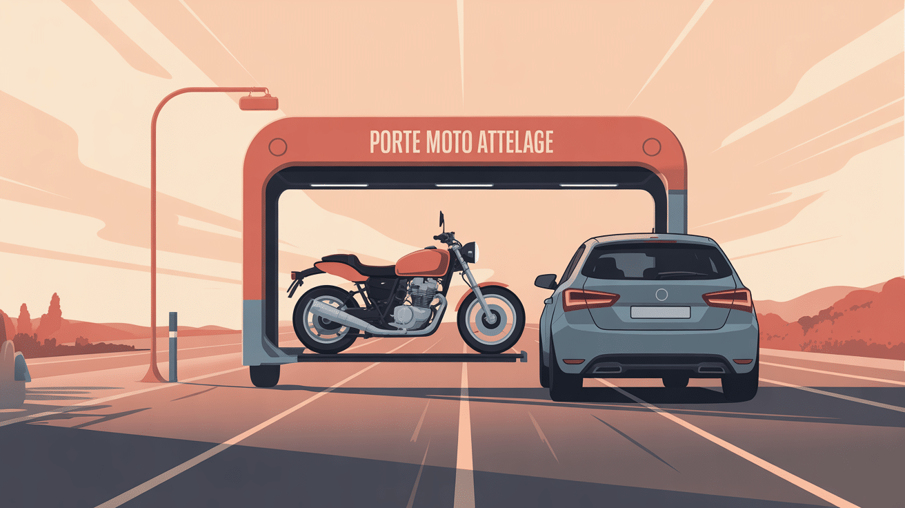 porte moto attelage fixé sur voiture, transport sécurisé