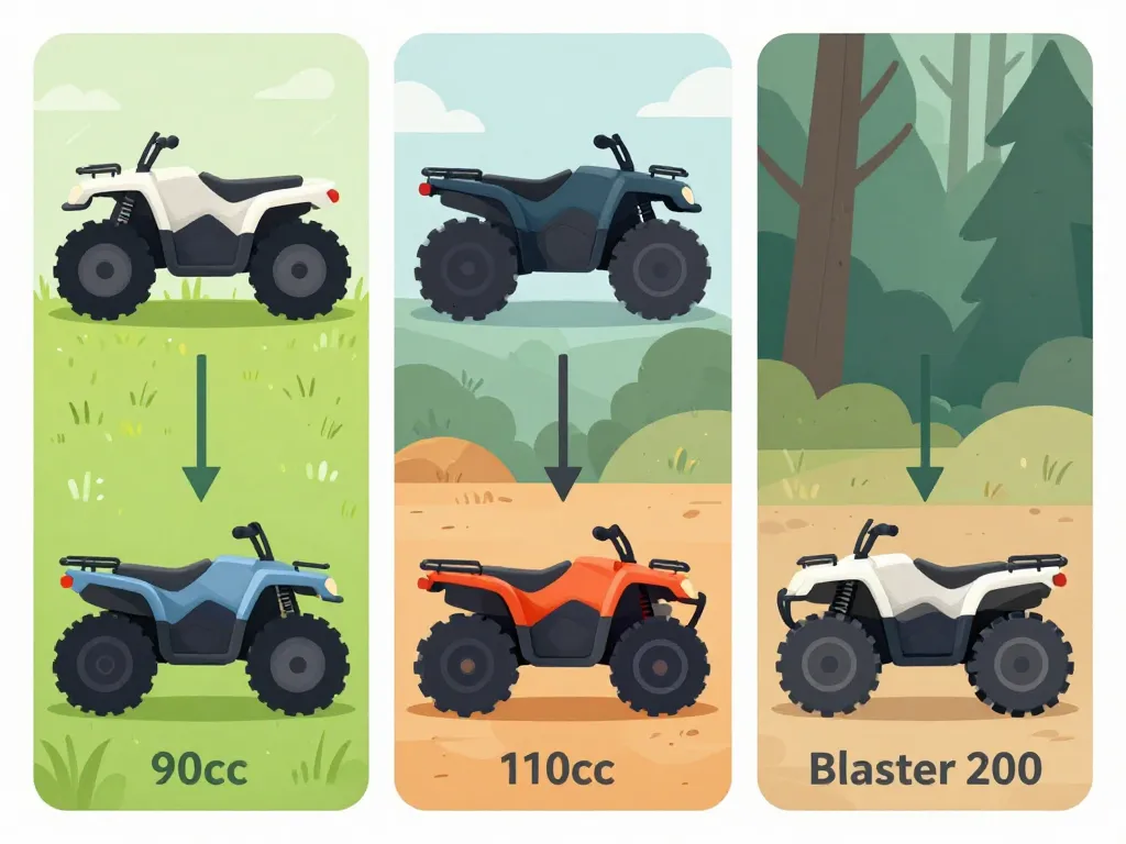 quad blaster 200 versus 90cc 110cc comparaison enfant