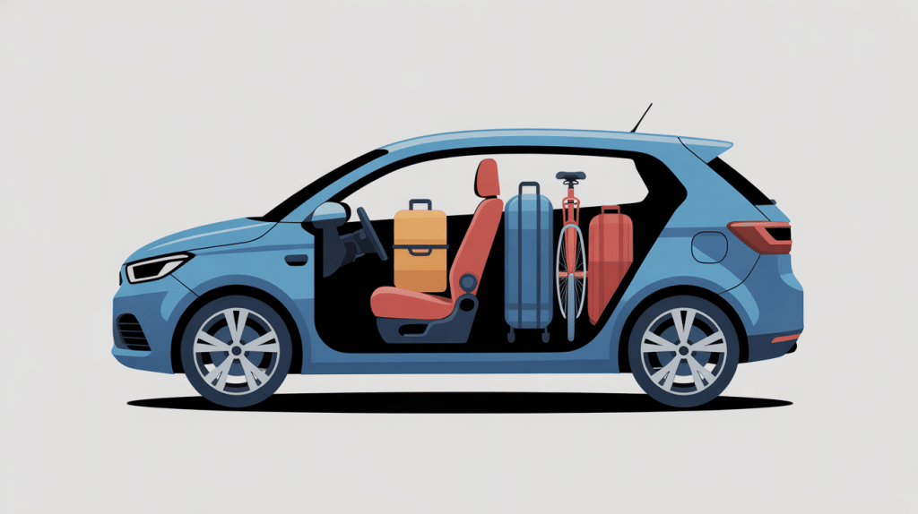 illustration voiture siège rabattable plancher plat espace modulable