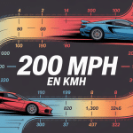 Illustration conversion 200 mph en kmh supercar vecteur