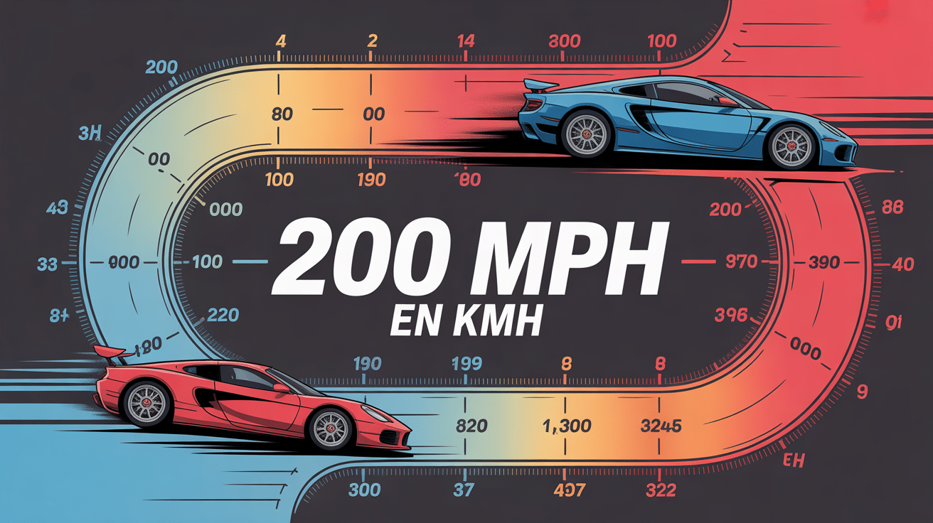 Illustration conversion 200 mph en kmh supercar vecteur