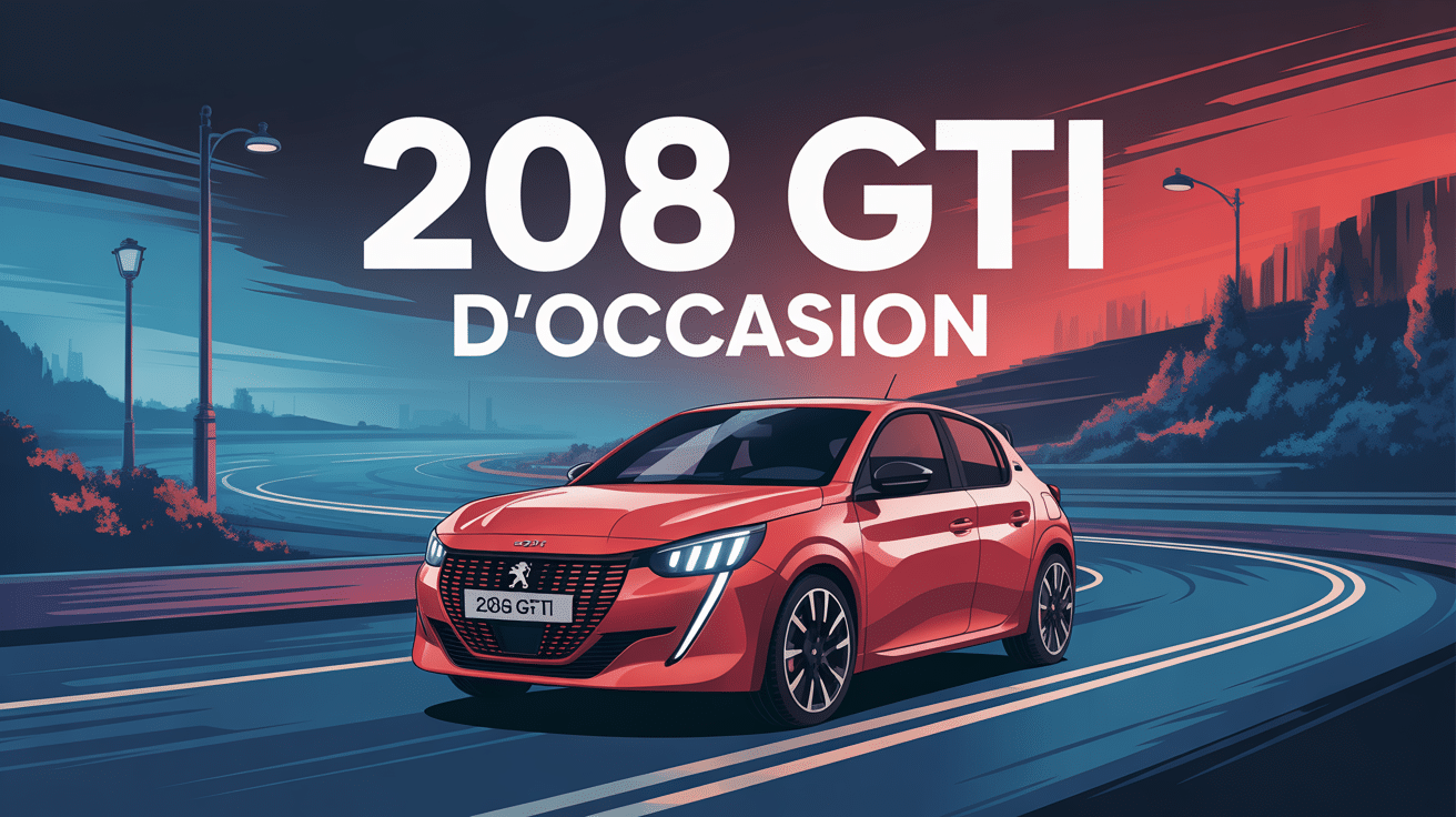 208 gti occasion voiture sportive stylisée sur route urbaine