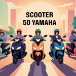 Illustration urbaine avec 50 scooter Yamaha Neo's Aerox BW's