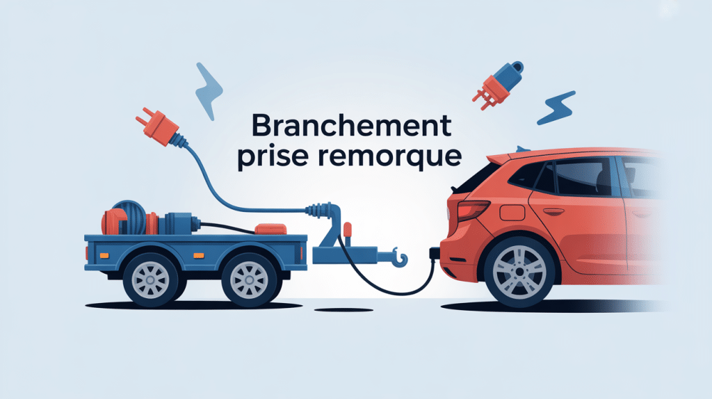 Illustration branchement prise remorque voiture et remorque